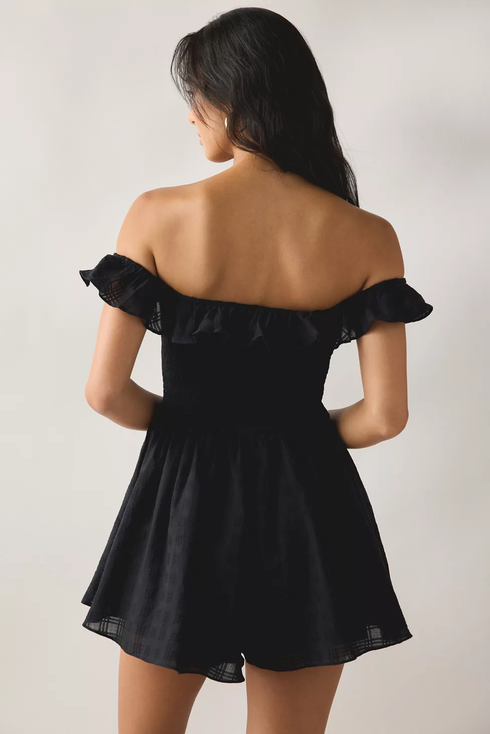 Kimchi Blue Clementine Smocked Ruffle Romper - Black