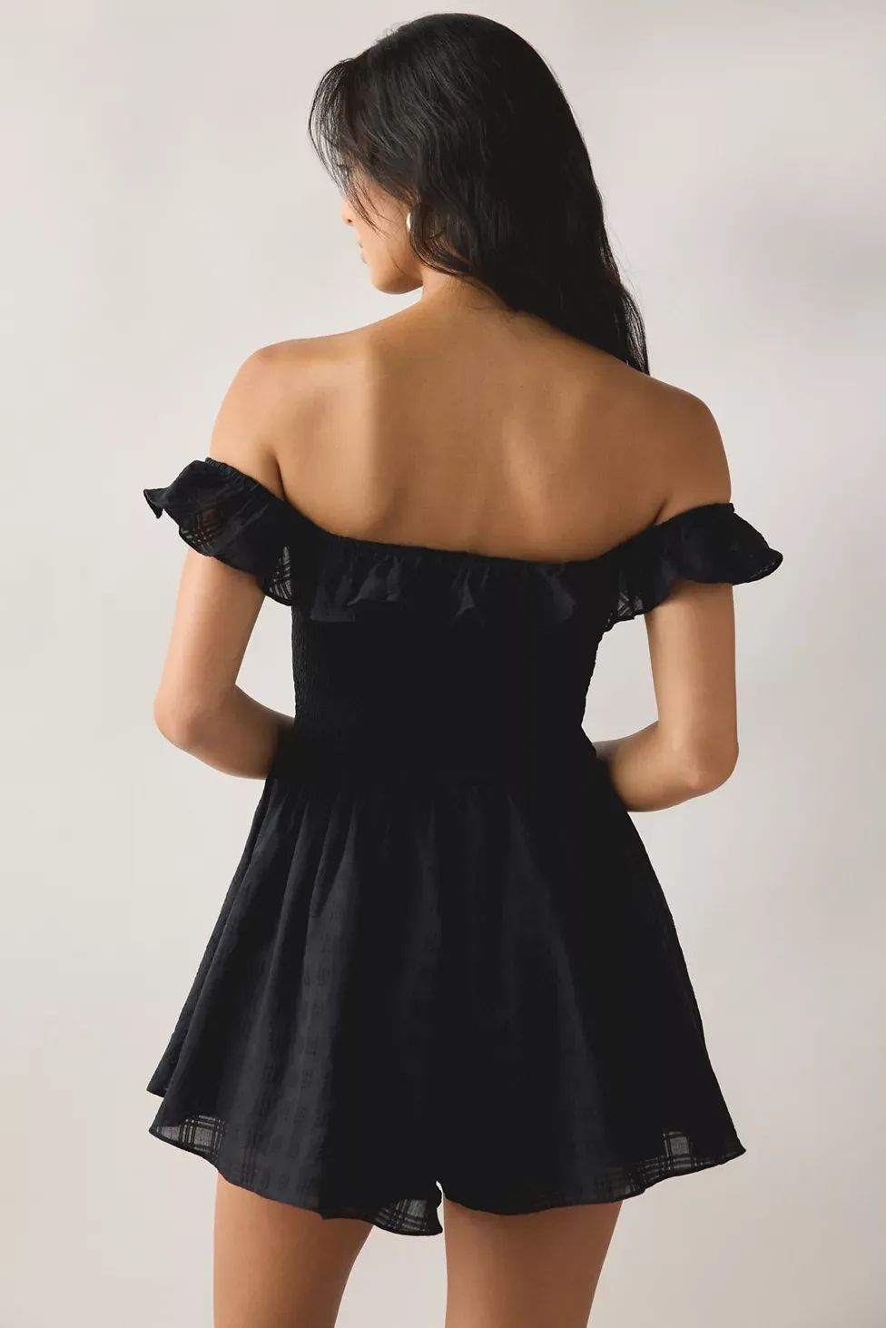 Kimchi Blue Clementine Smocked Ruffle Romper - Black