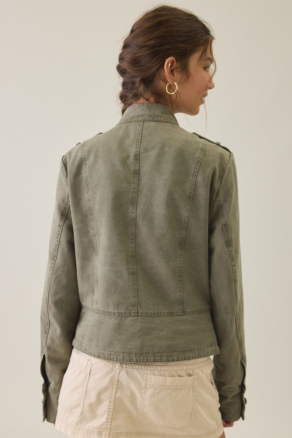 BDG Cate Cotton Band Jacket - Olive