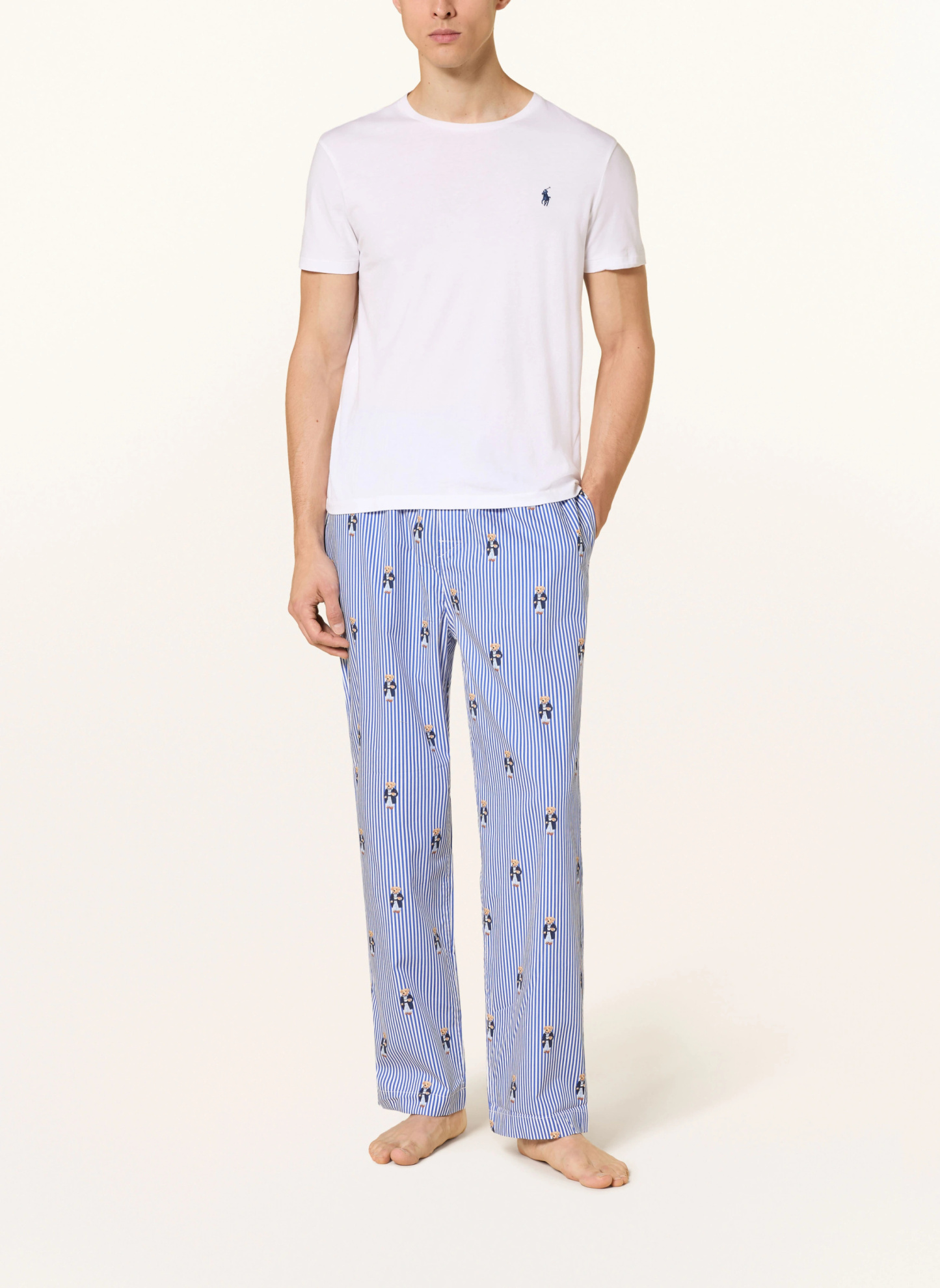 POLO RALPH LAUREN Schlafhose – BLAU / BEIGE / WEISS