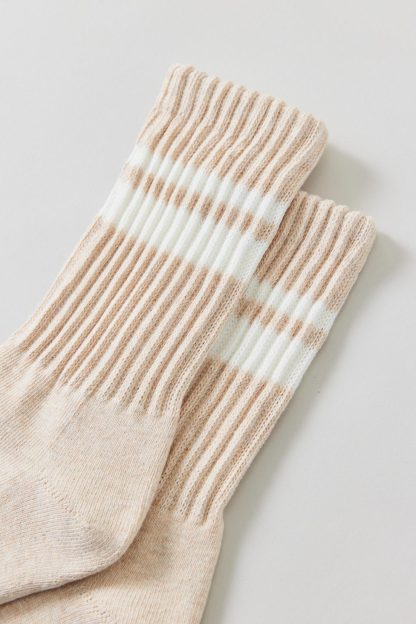 Athletic Striped Scrunch Crew Socks - Neutral