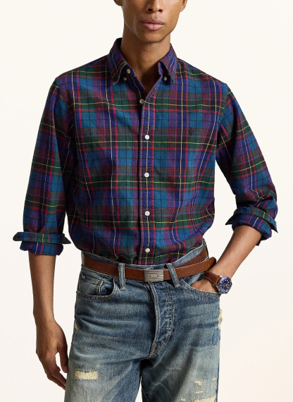 POLO RALPH LAUREN Flanellhemd Custom Fit – DUNKELGRÜN / ROT / DUNKELBLAU