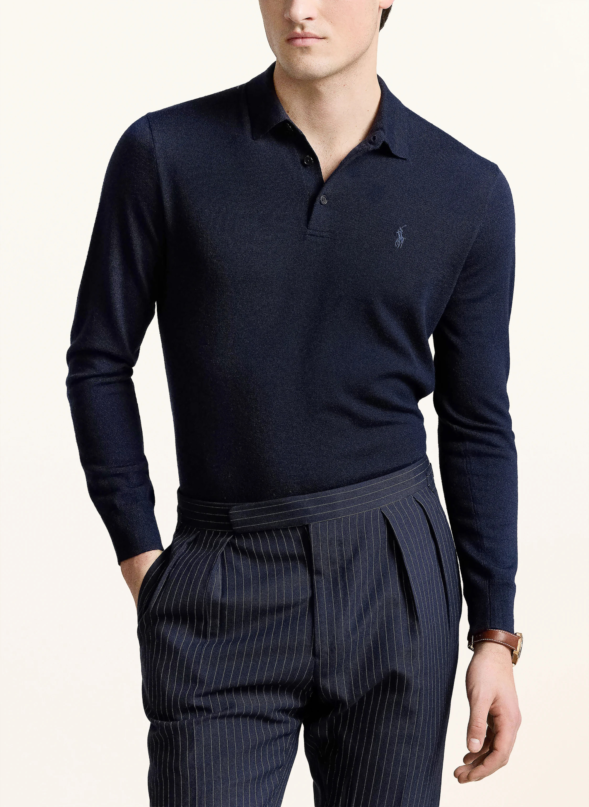 POLO RALPH LAUREN Strick-Poloshirt – DUNKELBLAU