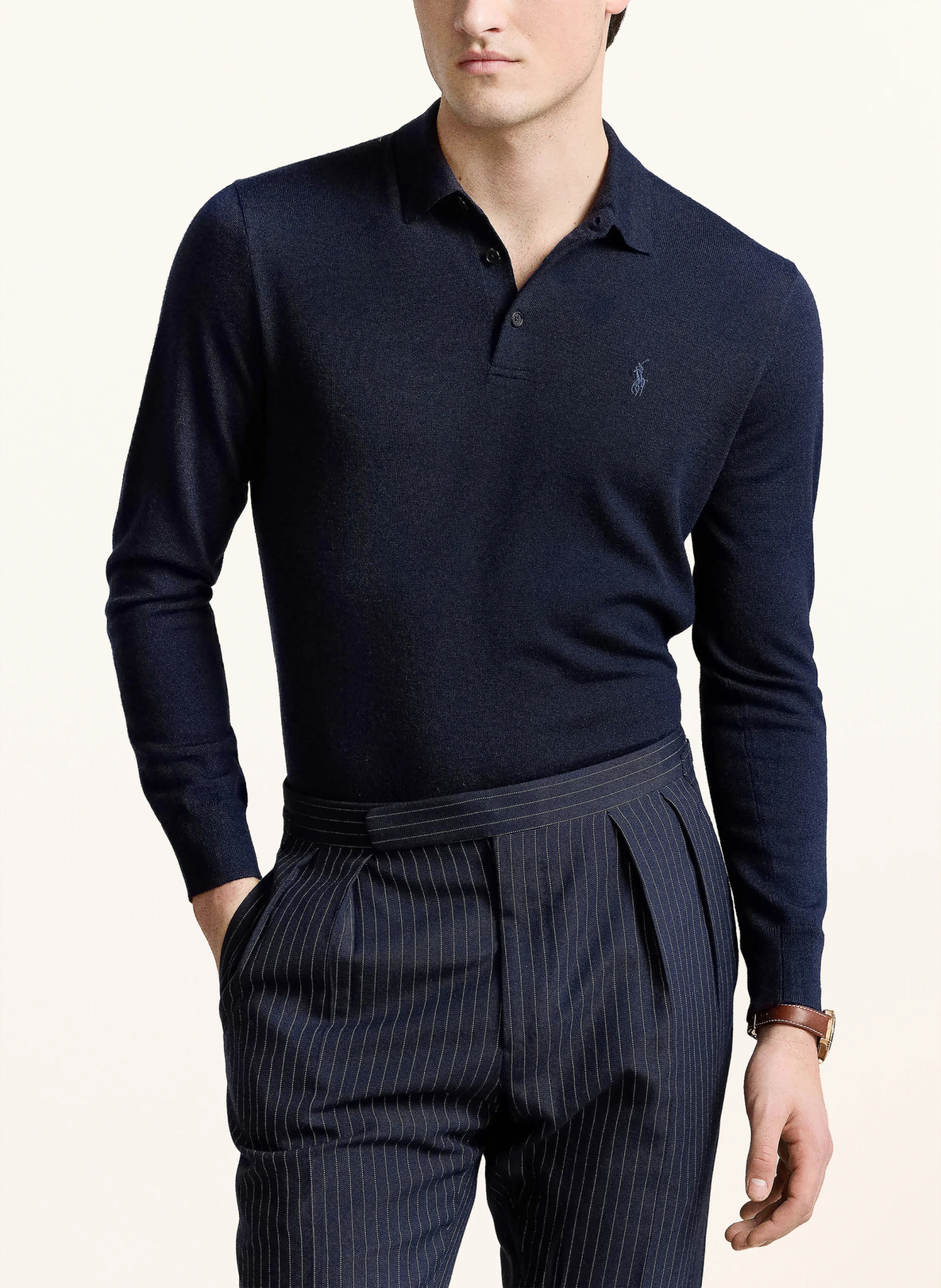POLO RALPH LAUREN Strick-Poloshirt – DUNKELBLAU