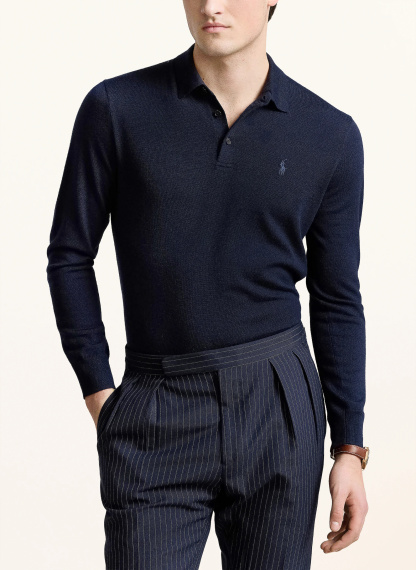 POLO RALPH LAUREN Strick-Poloshirt – DUNKELBLAU