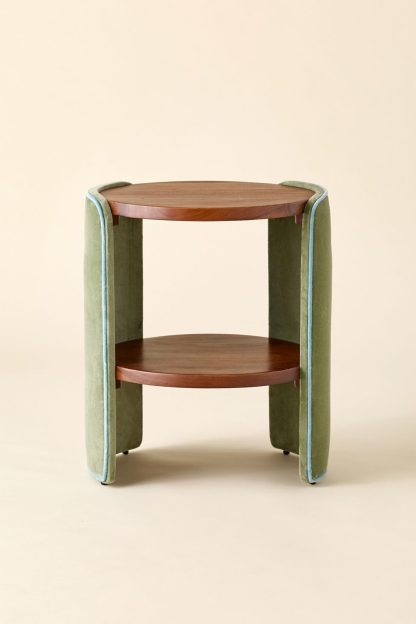 Jane Round Upholstered Storage Nightstand - Green Velvet