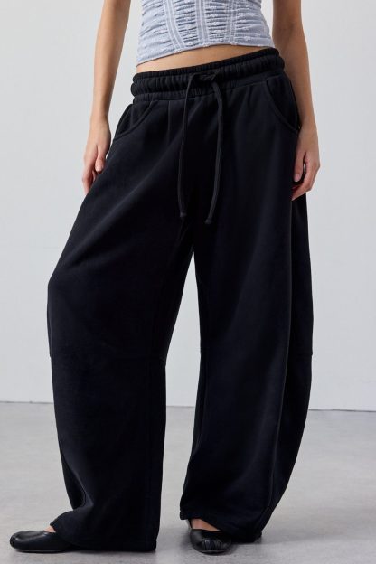 Out From Under Essential Barrel Leg Full Length Sweatpants - Black