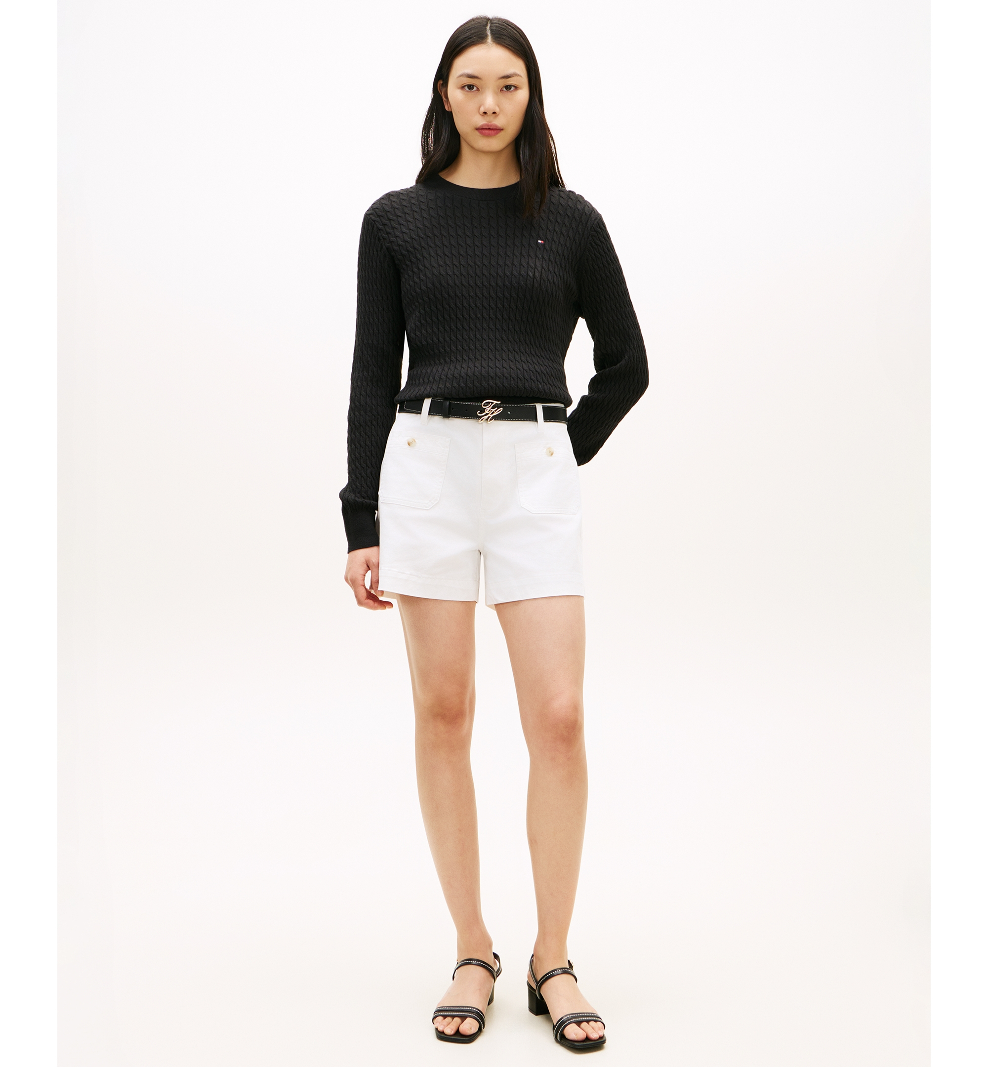 Tommy Hilfiger Women's Twill Patch Pocket Shorts - Ecru
