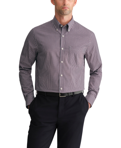 Tommy Hilfiger Men's Regular Fit Wrinkle Resistant Stretch Dress Shirt - Red