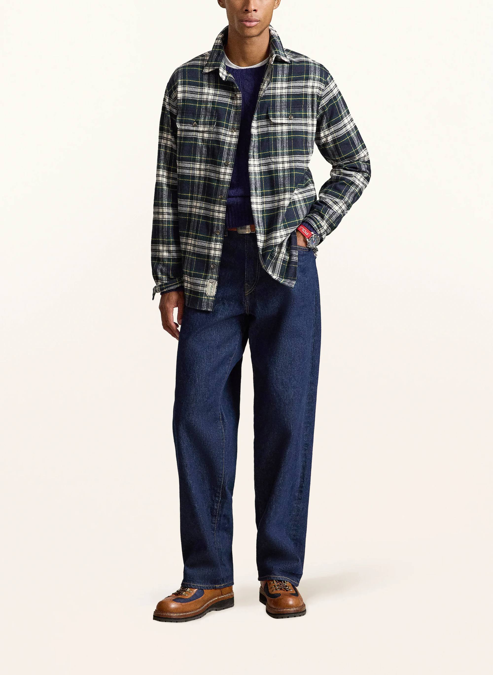 POLO RALPH LAUREN Flanellhemd Classic Fit – DUNKELBLAU / DUNKELGRÜN / WEISS