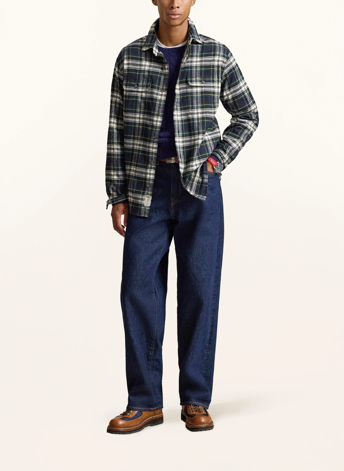 POLO RALPH LAUREN Flanellhemd Classic Fit – DUNKELBLAU / DUNKELGRÜN / WEISS
