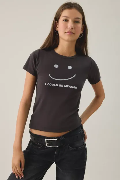 Could Be Meaner Graphic Cotton Slim Tee - Black