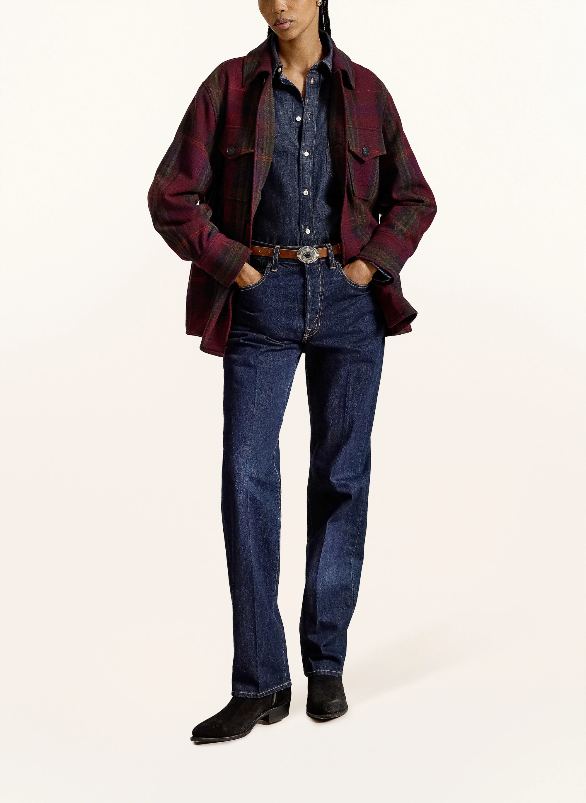 POLO RALPH LAUREN Flanell-Overshirt – DUNKELROT