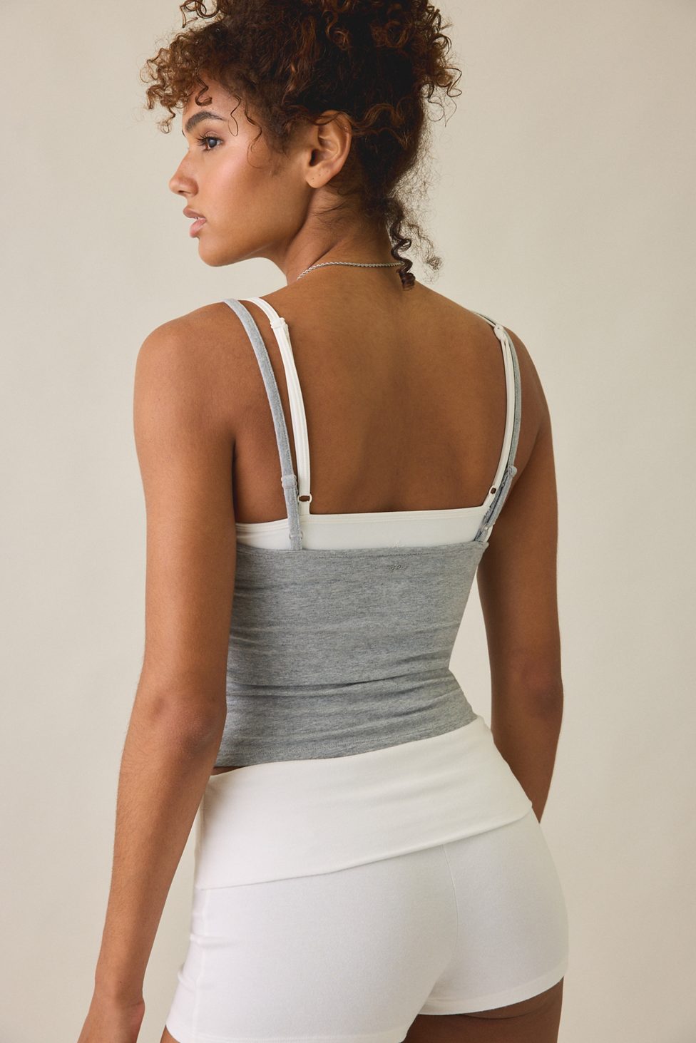 Out From Under Bec Twist-Front Cropped Cami - Grey