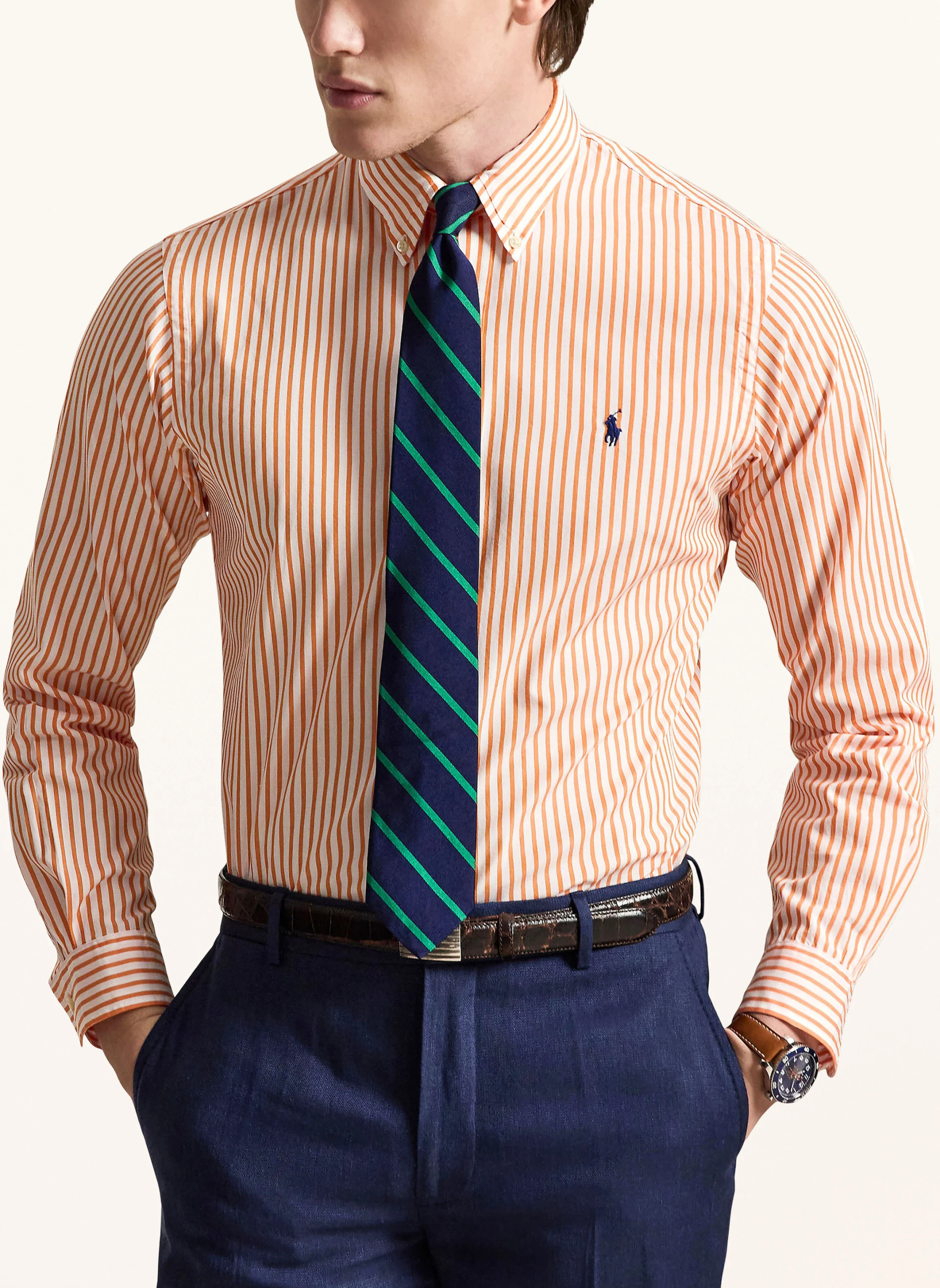 POLO RALPH LAUREN Hemd Custom Fit – ORANGE / WEISS