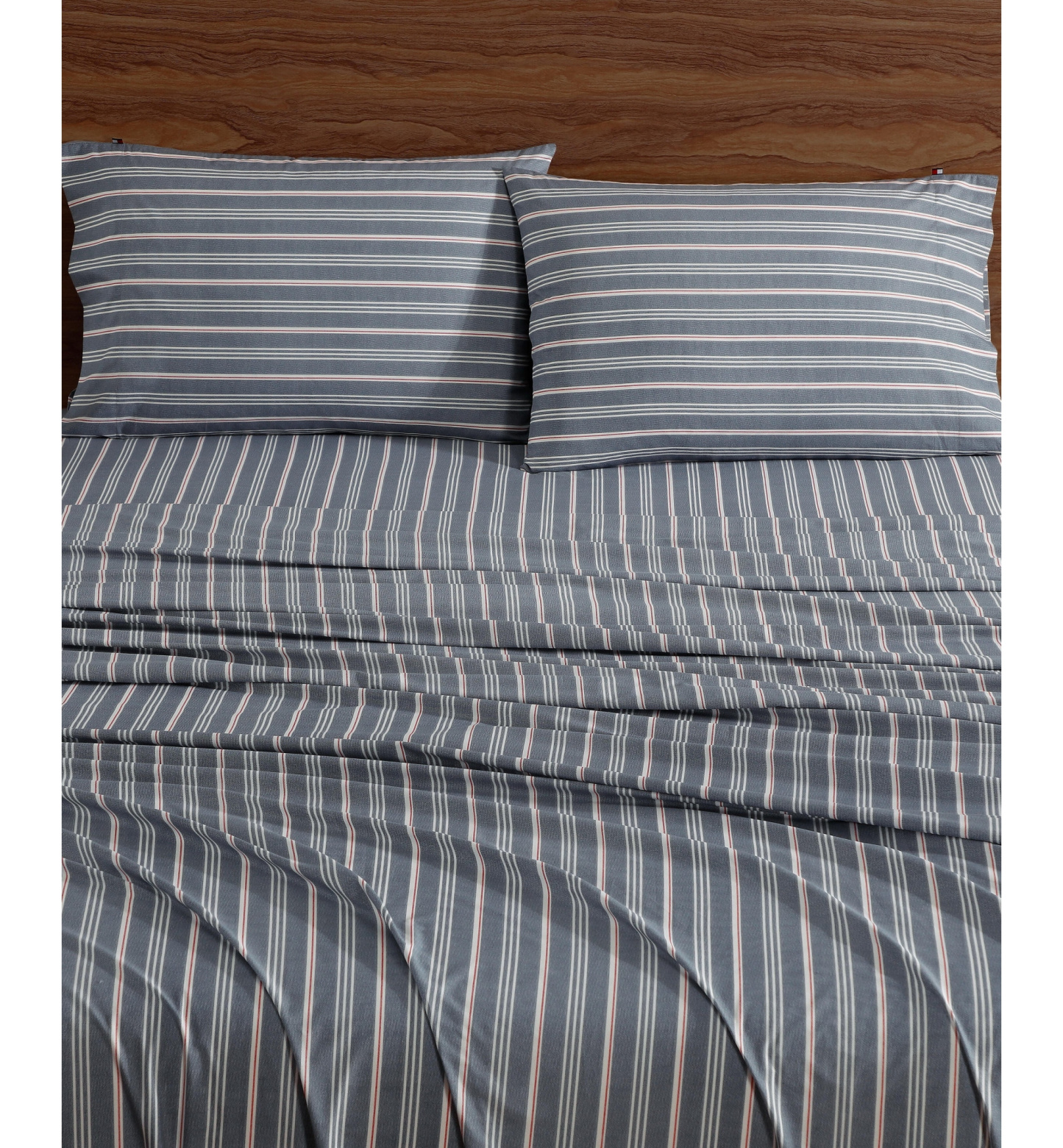 Tommy Hilfiger Printed 200-Thread Count Cotton Percale Sheet Set - Sullivan Stripe Gray