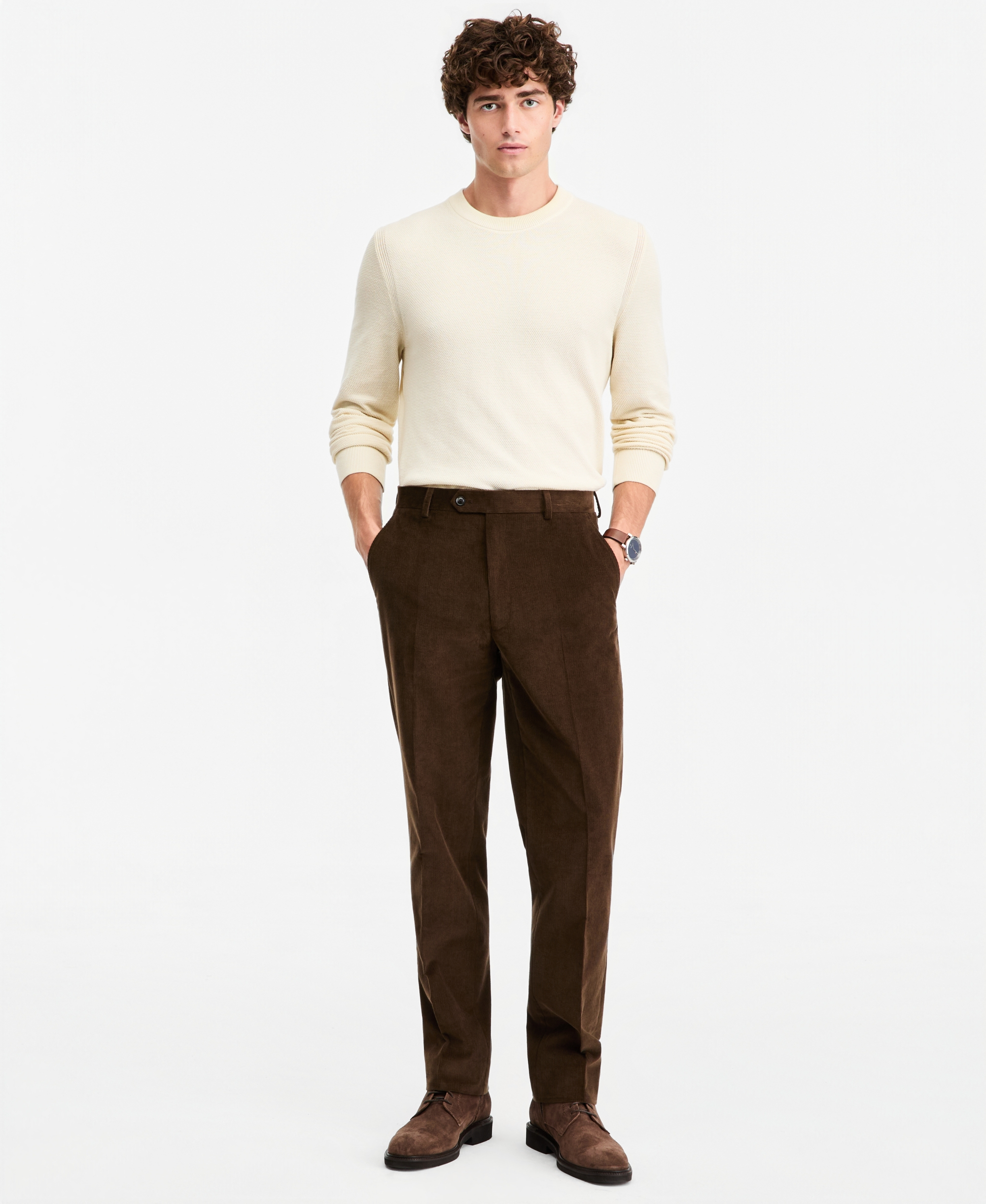 Tommy Hilfiger Men's Modern-Fit Solid Corduroy Pants - Brown