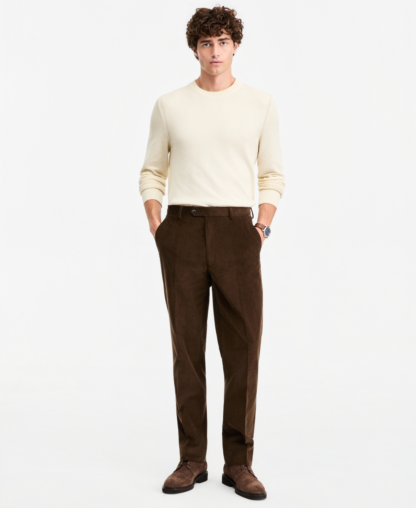 Tommy Hilfiger Men's Modern-Fit Solid Corduroy Pants - Brown