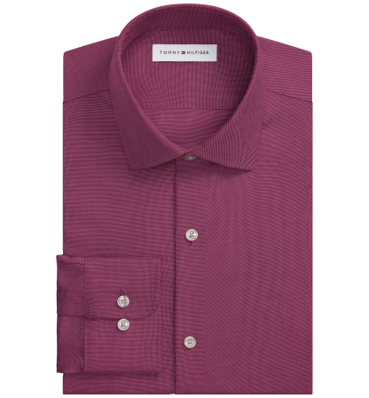 Tommy Hilfiger Men's TH Flex Twill Slim-Fit Dress Shirt - Red