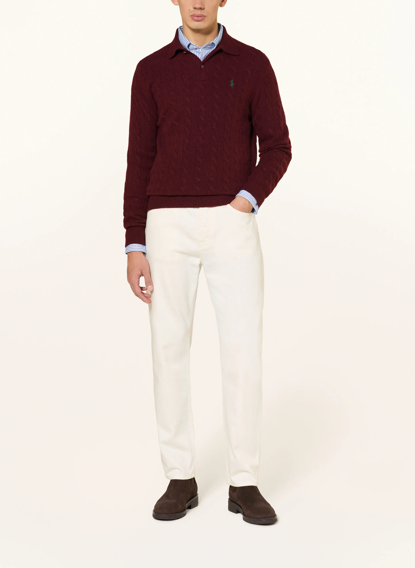POLO RALPH LAUREN Strick-Poloshirt – DUNKELROT