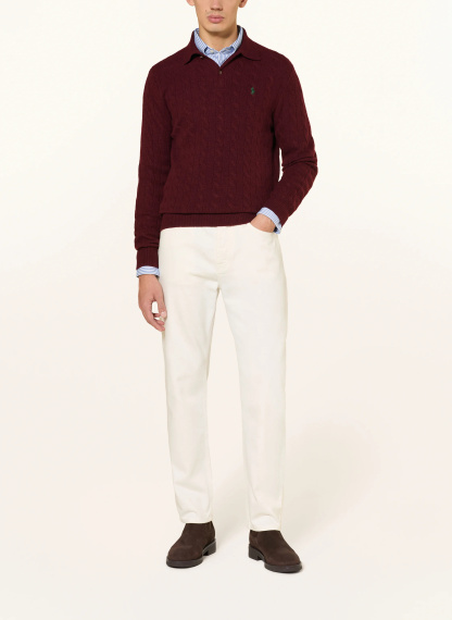 POLO RALPH LAUREN Strick-Poloshirt – DUNKELROT