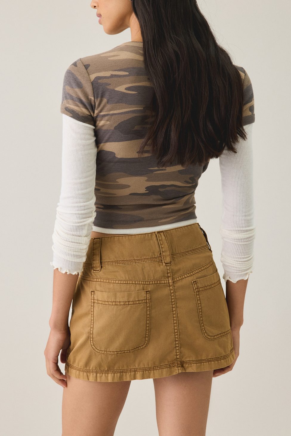 BDG Trail Star Utility Low-Rise Mini Skirt - Brown
