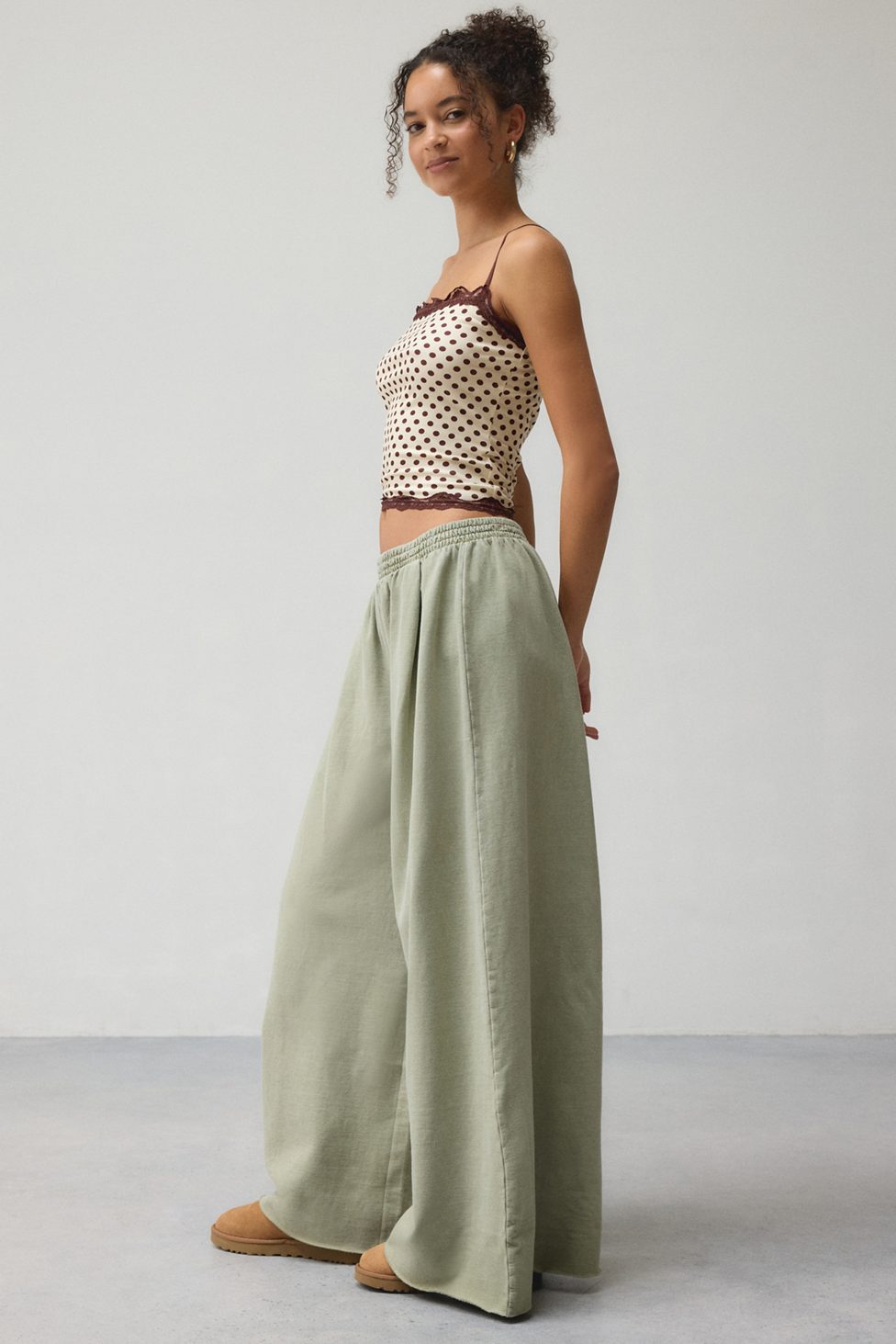Out From Under Lived In Extreme Wide Leg Sweatpants - Green