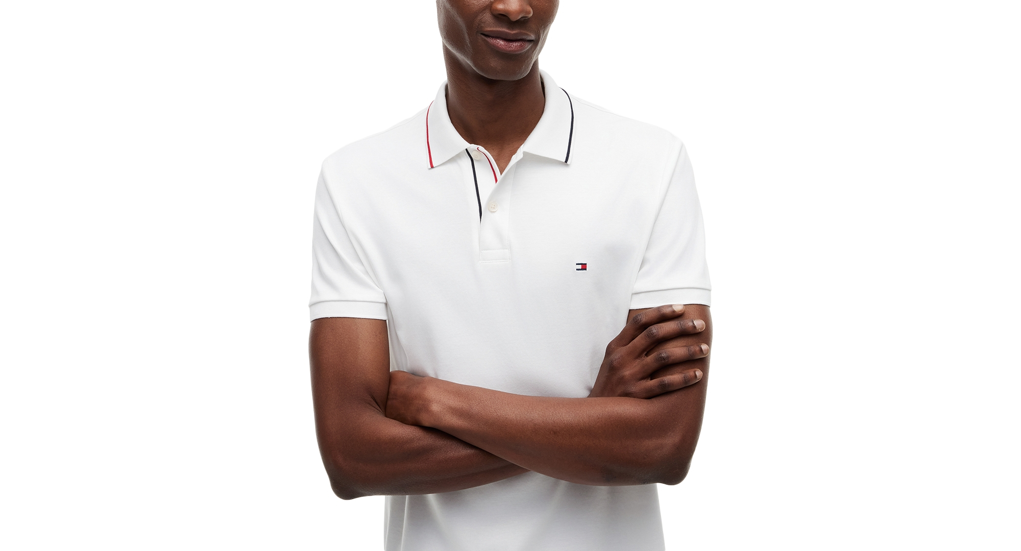 Tommy Hilfiger Men's Slim-Fit Smooth Touch Tipped Polo Shirt - White