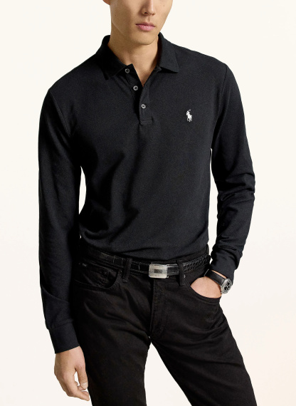 POLO RALPH LAUREN Strick-Poloshirt – SCHWARZ / WEISS