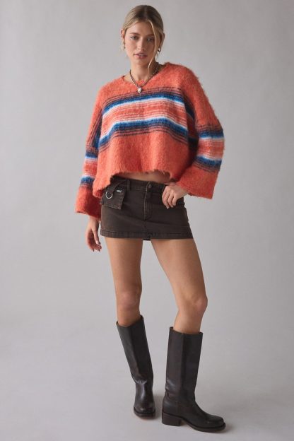 BDG Bailey Brushed Knit Oversized Pullover Sweater - Orange