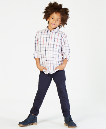 Tommy Hilfiger Boys' 8-20 Samuel Plaid Button-Down Shirt - White