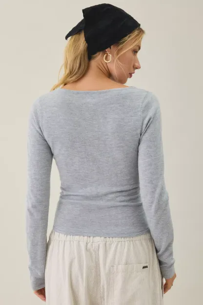 BDG Sutton Slanted Asymmetric Button Cardigan - Grey