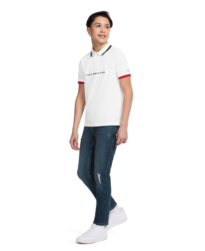 Tommy Hilfiger Boys' 2T-7 Tomas Short-Sleeve Tipped Polo Shirt - Fresh White