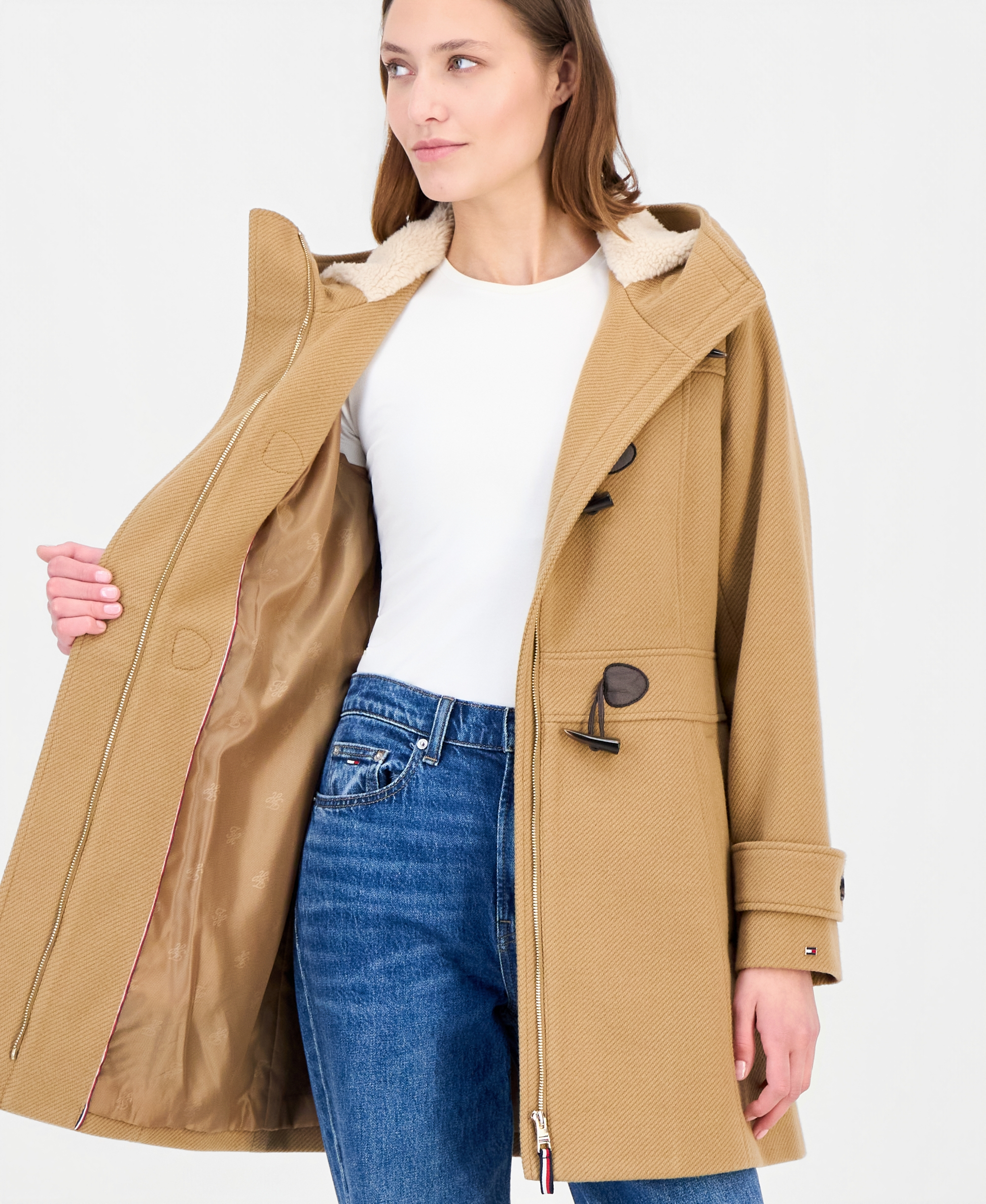 Tommy Hilfiger Women's Faux-Fur-Lined Hooded Toggle Coat - Camel