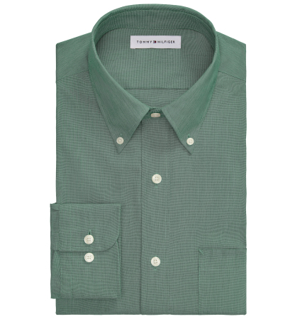 Tommy Hilfiger Men's Regular Fit Wrinkle Resistant Stretch Dress Shirt - Solid Green