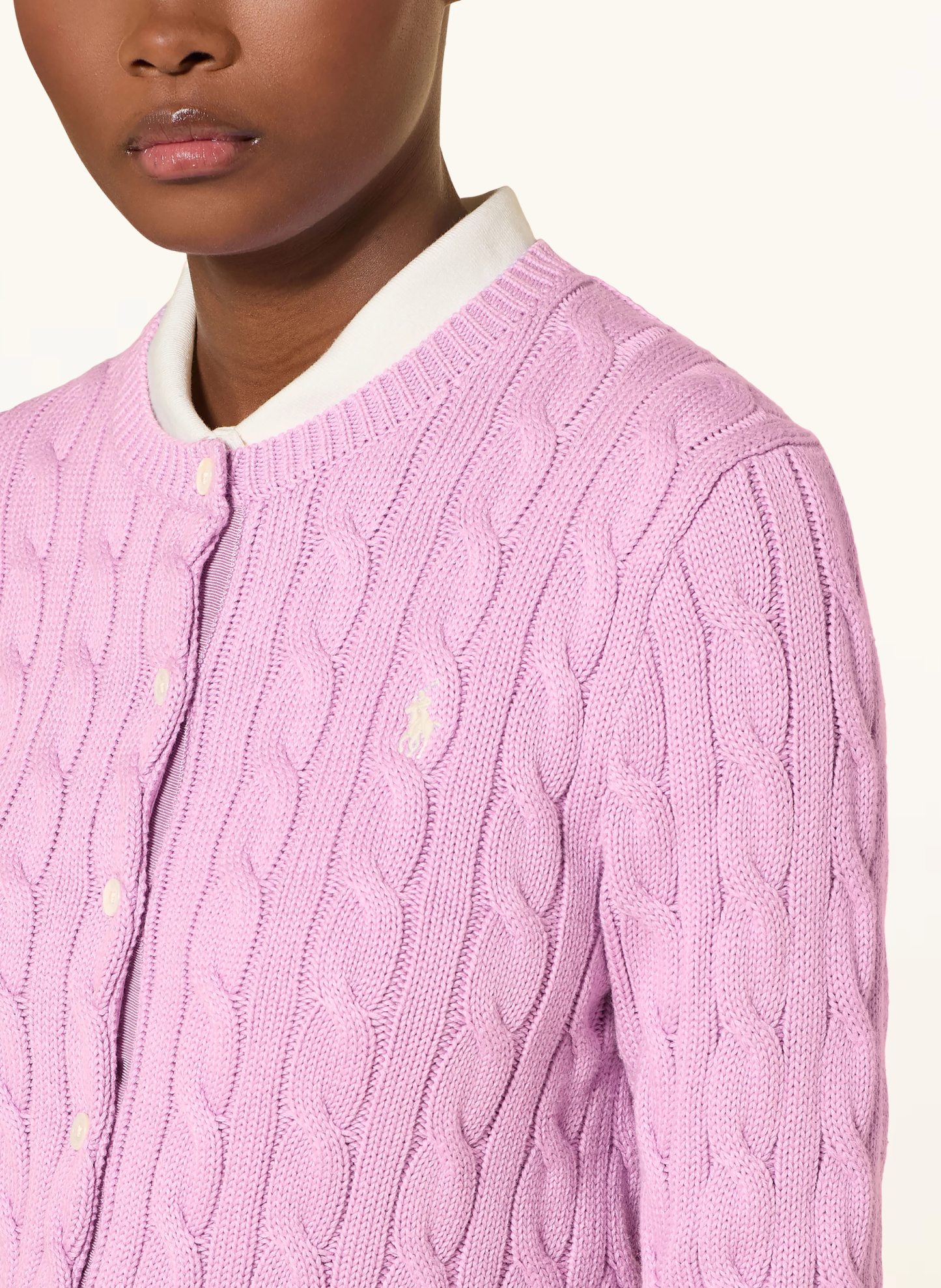 POLO RALPH LAUREN Strickjacke – HELLLILA / CREME
