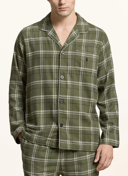 POLO RALPH LAUREN Flanell-Schlafanzug – GRÜN / ECRU / DUNKELBLAU