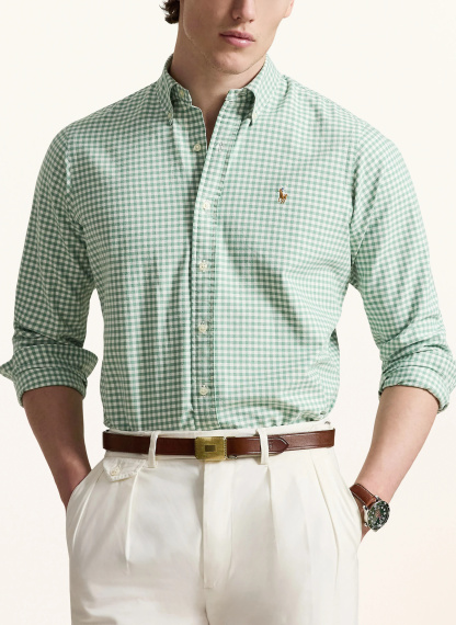 POLO RALPH LAUREN Hemd Custom Fit – HELLGRÜN / WEISS