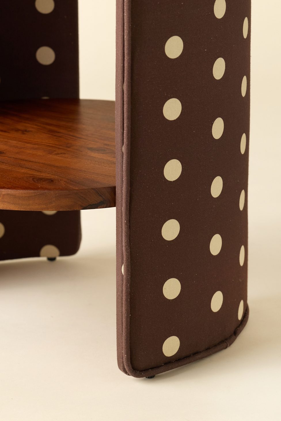 Jane Round Upholstered Storage Nightstand - Brown/Ivory Polka Dot