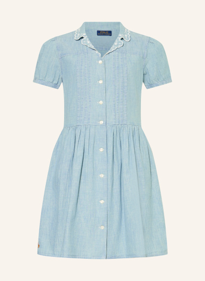 POLO RALPH LAUREN Hemdblusenkleid in Jeansoptik – HELLBLAU