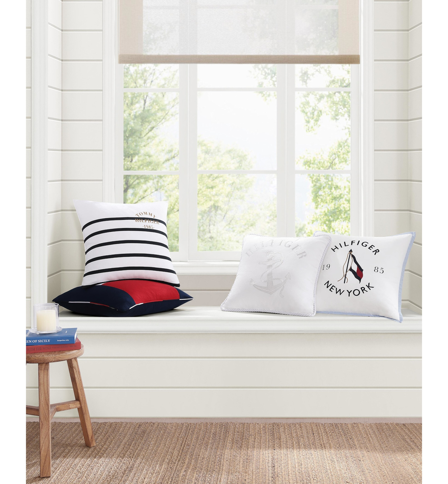 Tommy Hilfiger Flag Seersucker Square Pillow, 20" X 20" - Blue/Red/White