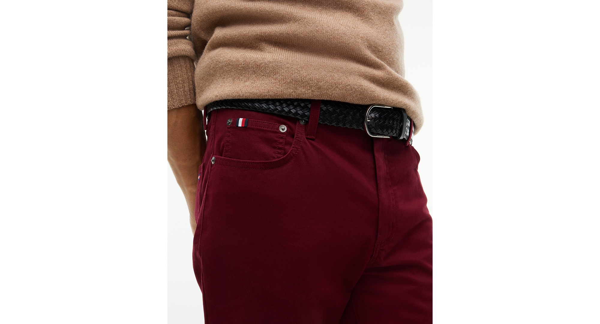 Tommy Hilfiger Men's Denton Straight-Fit Five-Pocket Stretch Twill Pants - Burgundy