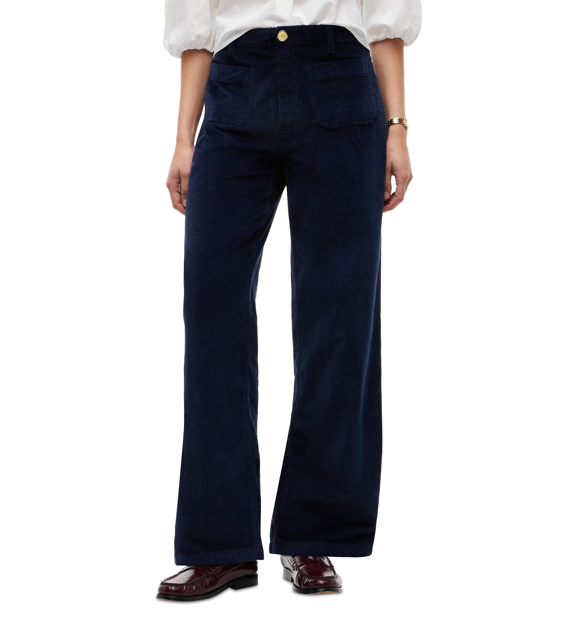 Tommy Hilfiger Women's Corduroy Wide-Leg Pants - Dark Blue