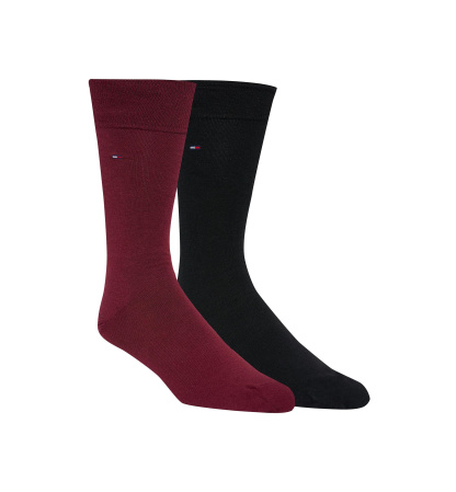 Tommy Hilfiger Men's Solid Dress Socks, 2-Pack - Burgundy/Black