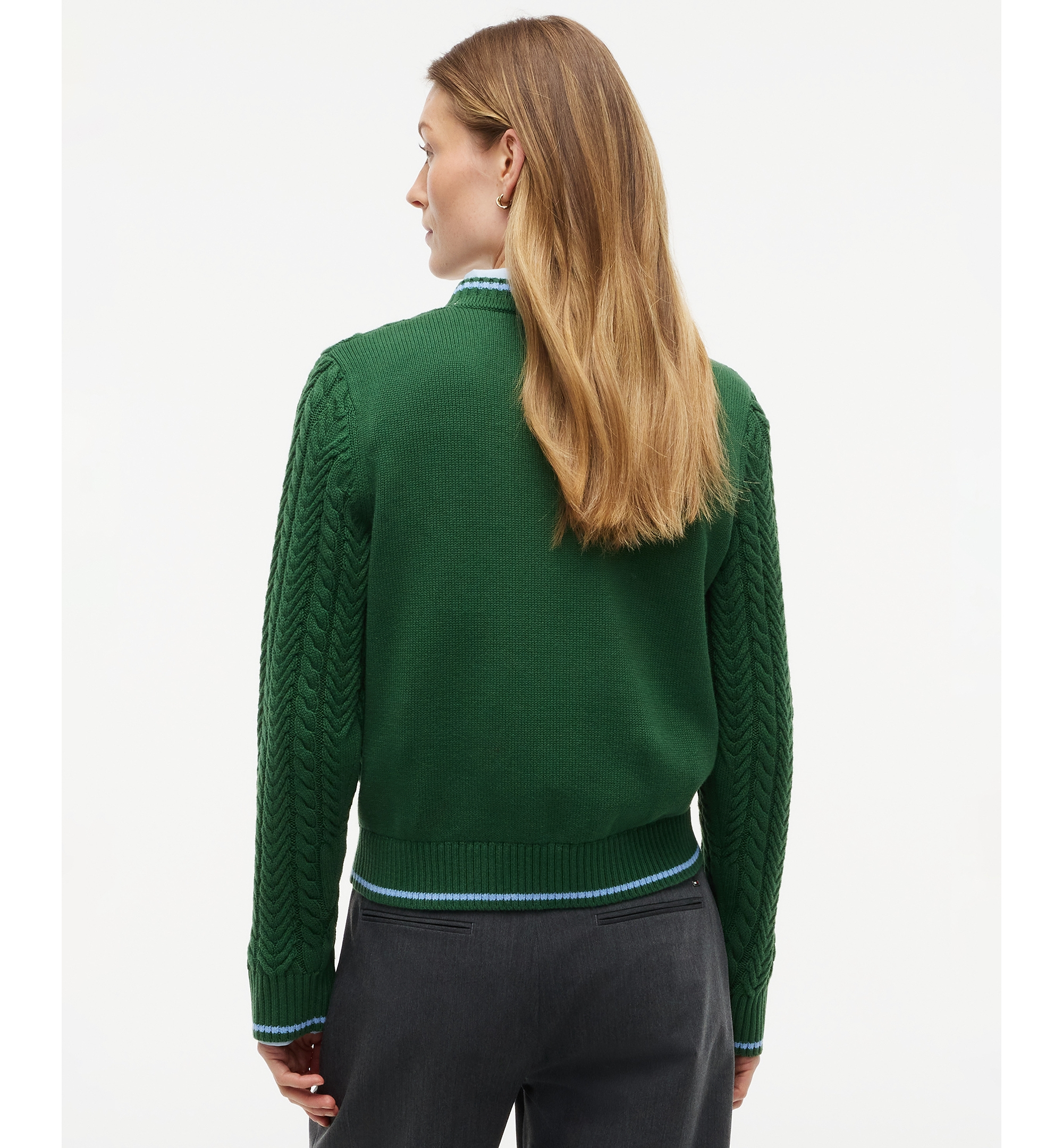 Tommy Hilfiger Women's Heritage Cable Long-Sleeve Cardigan Sweater - Deep Evergreen