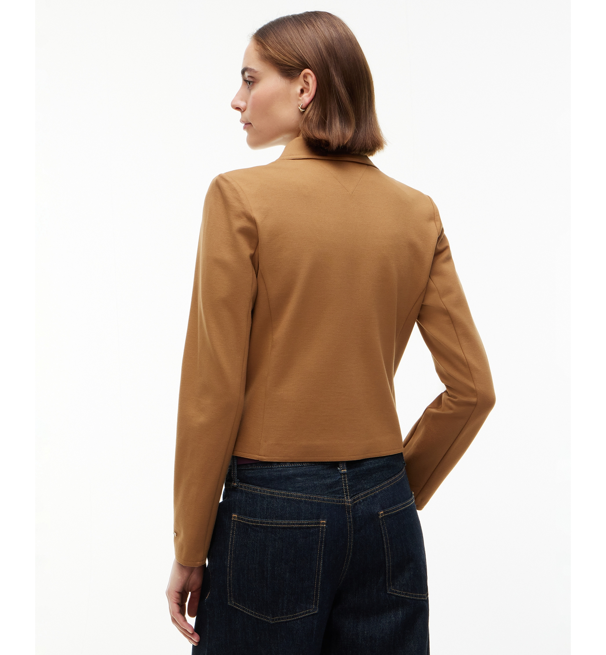 Tommy Hilfiger Women's Ponte Knit Band Collar Jacket - Desert Khaki