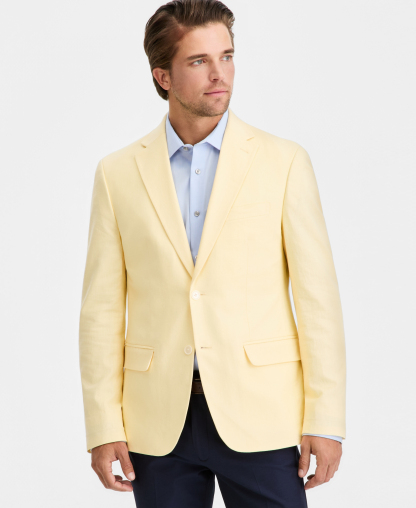 Tommy Hilfiger Men's Modern-Fit Linen Blend Blazer - LIGHT YELLOW