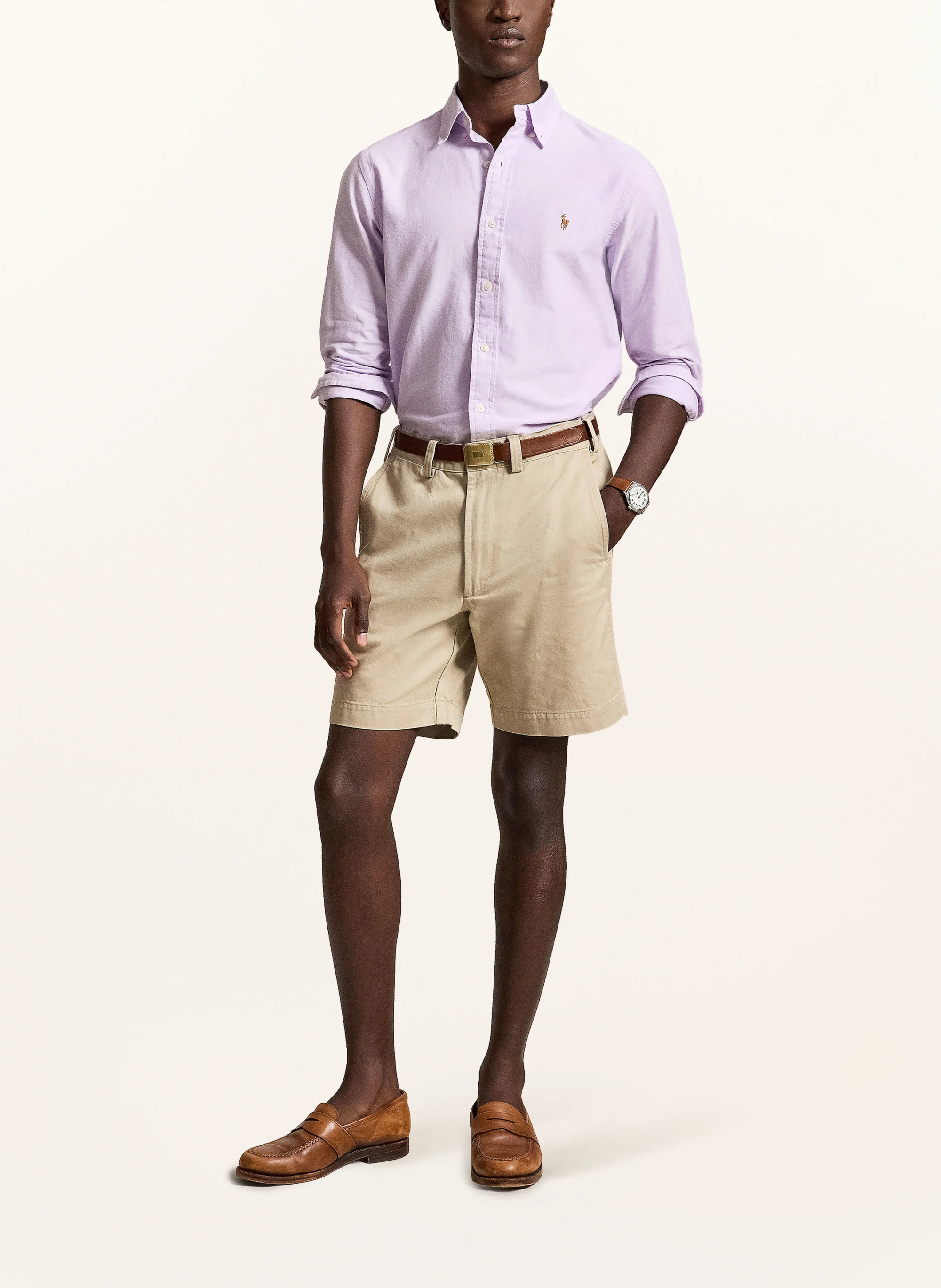 POLO RALPH LAUREN Oxfordhemd Custom Fit – HELLLILA / CAMEL