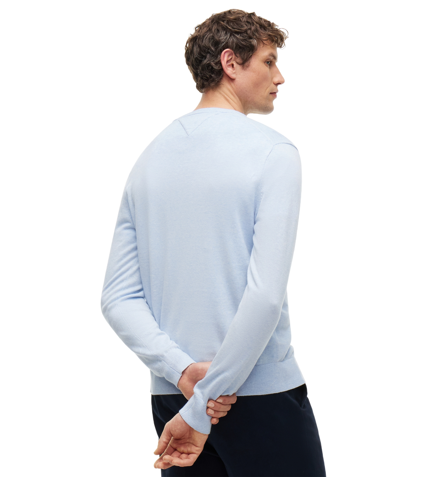 Tommy Hilfiger Men's Essential Cotton Crewneck Sweater - Sky Blue Heather