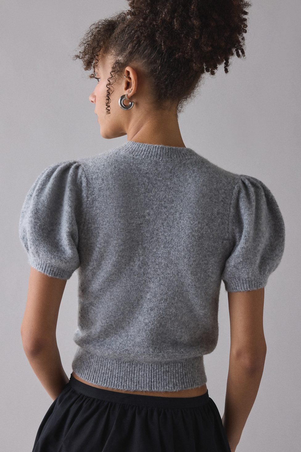 Kimchi Blue Kate Puff Short Sleeve Cardigan - Grey